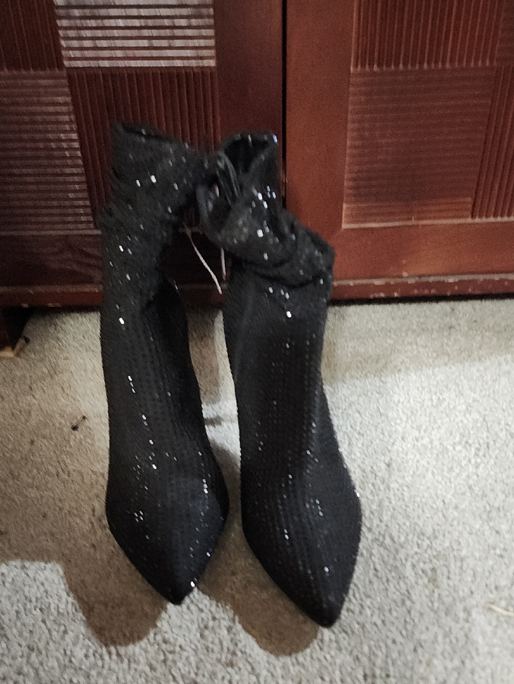 Nine West Black Sparkle Pointed Toe Ankle Boots